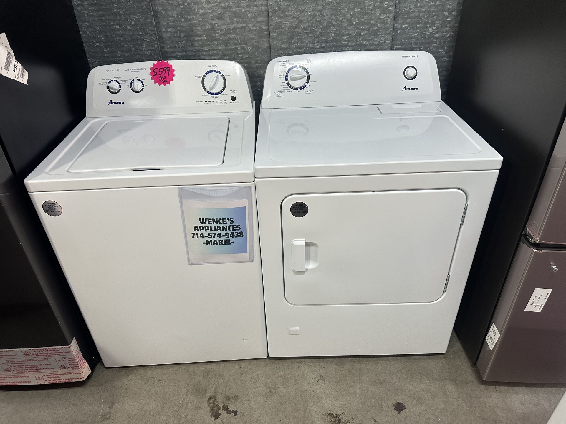 WHITE AMANA WASHER & GAS DRYER SET
