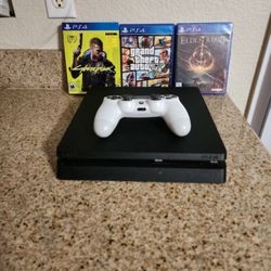 PS4 SLIM 1TB . 3 GAMES, CONTROLLER, & HEADSET INCLUDED 