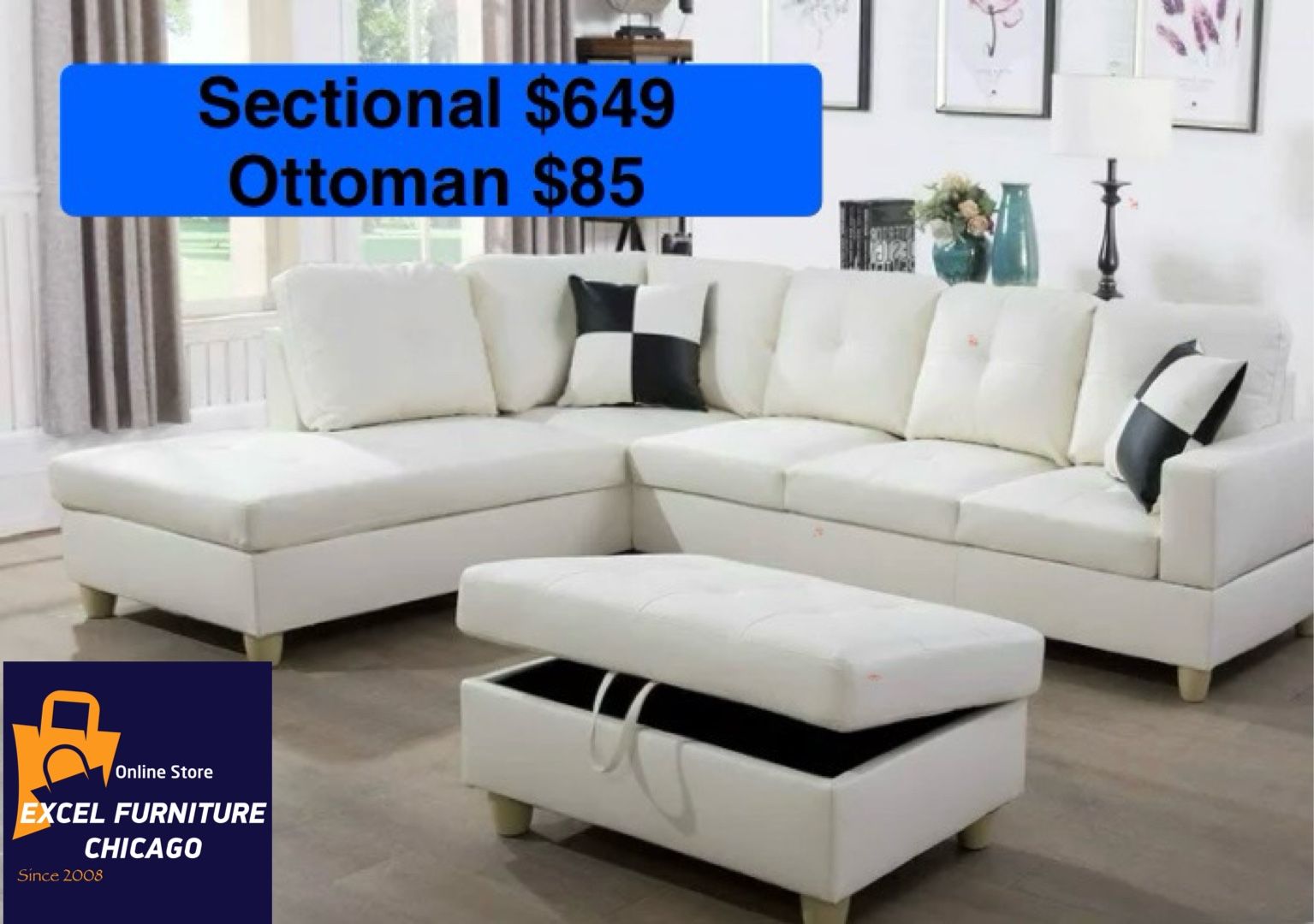 Brand New White Sectional Sofa Couch 