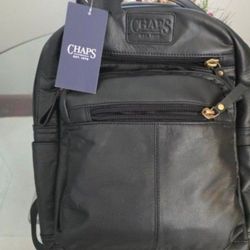 Chaps genuine leather black backpack Ralph bag school