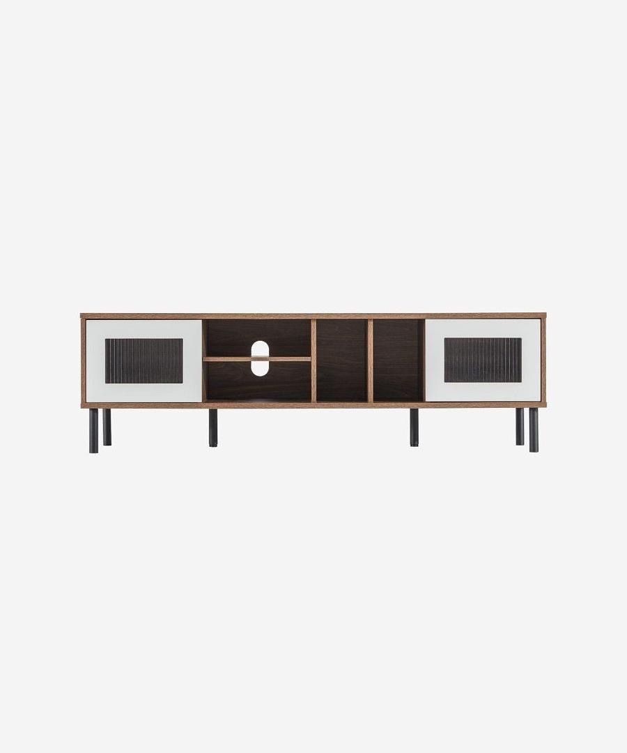 New Walnut and Light Grey 59” Tv media entertainment Console