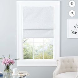 Exclusive Home Bolan Botanical Total Blackout Roman Shade, 31"x 64", White