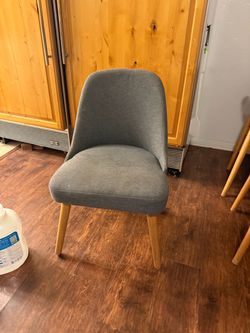 Gray Upholstered Accent Chair Wood Legs