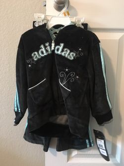 Girls size 3T Adidas Black & teal warm track suit with matching pants! Brand New