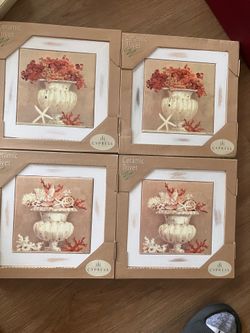 Set of 4 Cypress Home Ceramic Trivets – Coastal Beach Decor