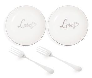 Wedding cake plate set love 2 plates 2 forks