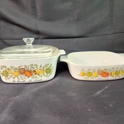 Vtg Corningware Spice Of Life cookware A-1 1/2 - B & A-1-B with 1 lid. 