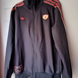 Manchester United x adidas Mens Track Top Black Jacket 