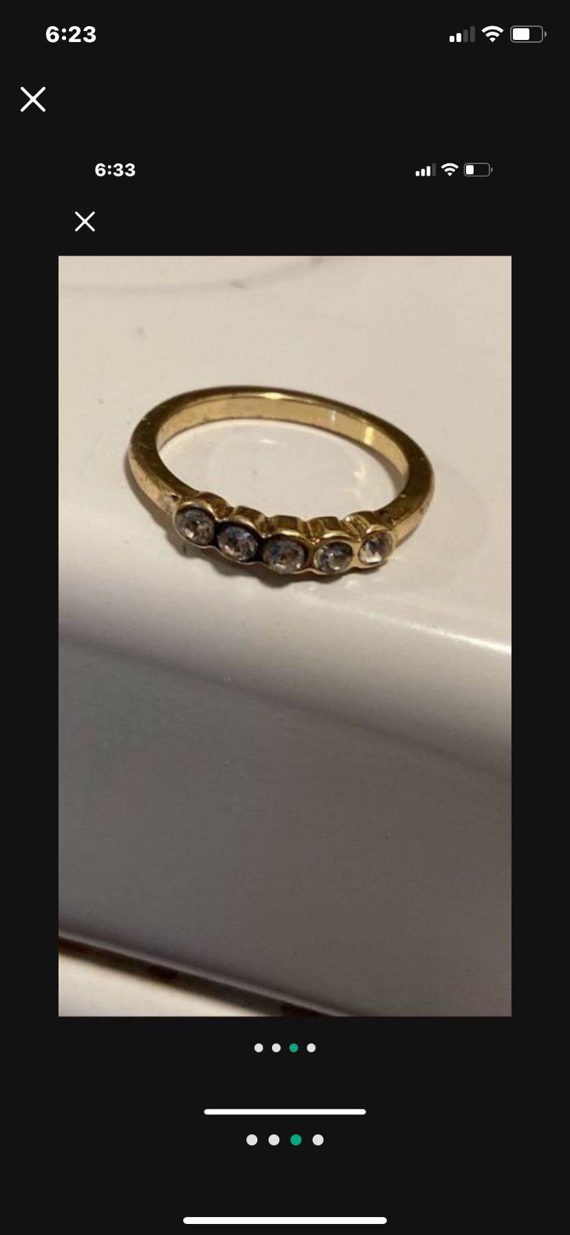 Costume Gold And Five Diamond Ring Size 7