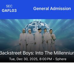 2 GA Backstreet boys @ the Sphere 12/30 8pm 