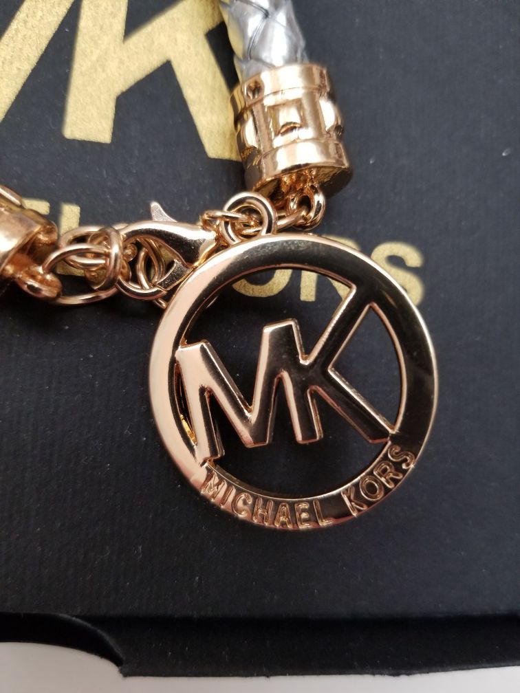 MK Saffiano braided leather adjustable bracelet
