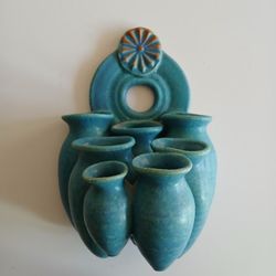 Foxlo Signed Handmade Pottery Propagation Wall Sconce Vase 