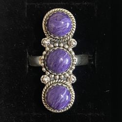 Purple Stone Sterling Silver Ring  Size 9.5 