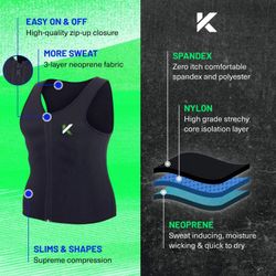 Kewlioo Mens Sauna vest  size 2X, Chest  42” Waist 40” intensifies perspiration in your core by up to 3 times more than regular gym clothing. MATERIAL