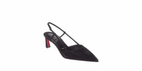 Christian Louboutin Women’s Black Suede Slingback Pointed Toe Strappy Heel 6.5