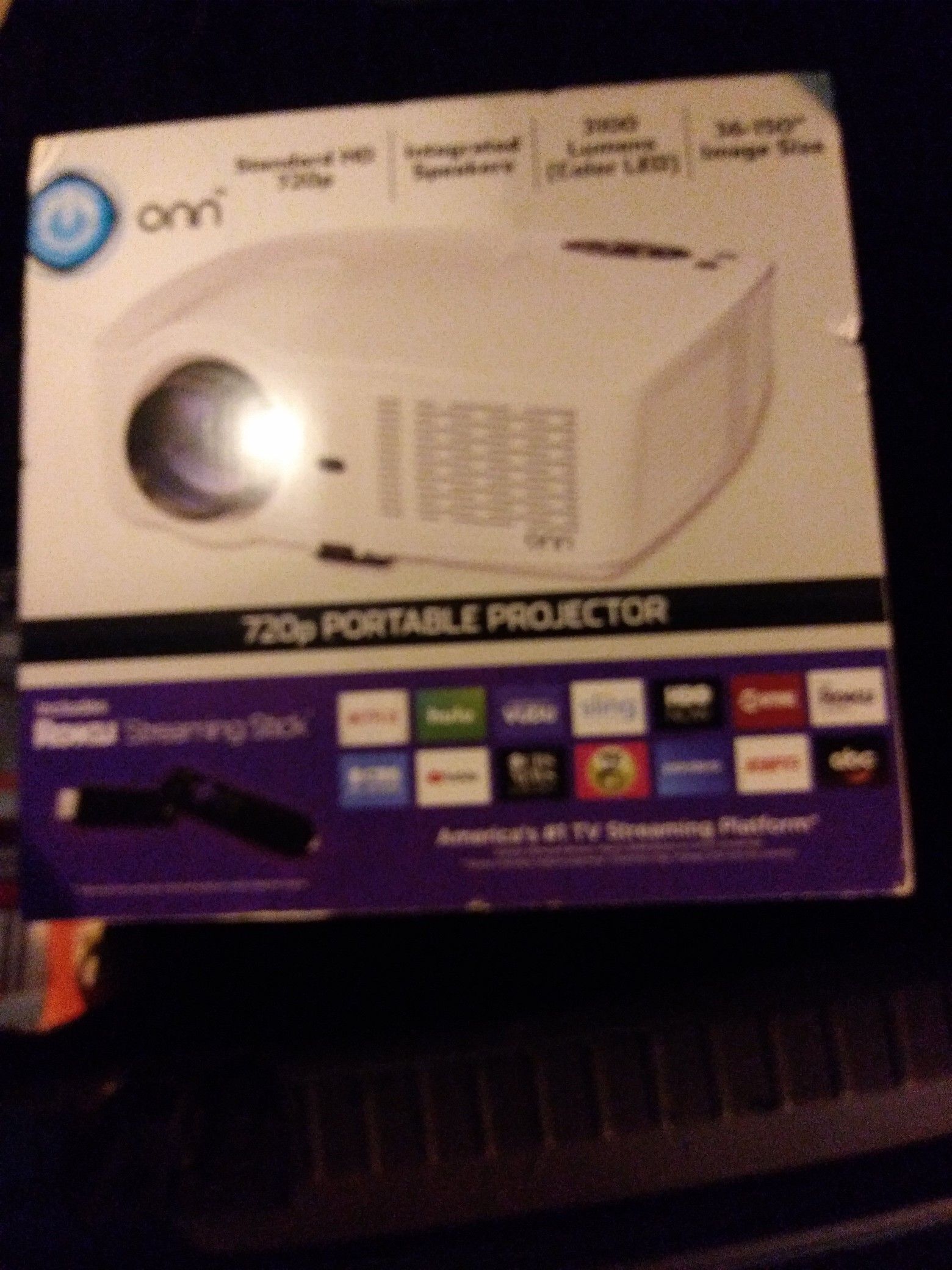 Brand new Projector 720p hd include a Roku Streaming Stick