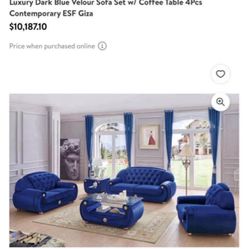 blue Giza livingroom complete setup $11500 6 pieces