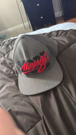 Gray Snapback Hat with Red Embroidered Script