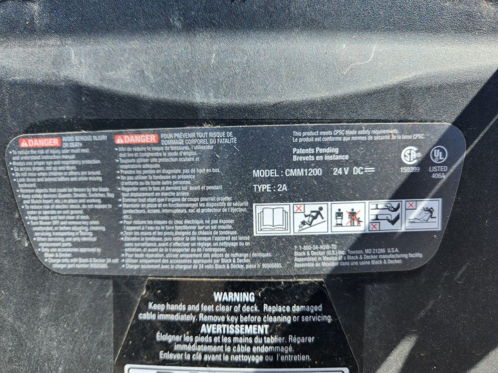 Black And Decker Push Cordless/electric Lawn Mower