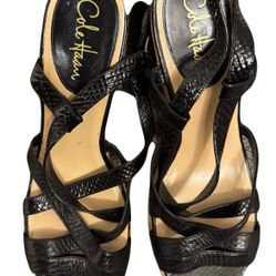 Cole Haan Black Patent Leather Strappy Sandals-11