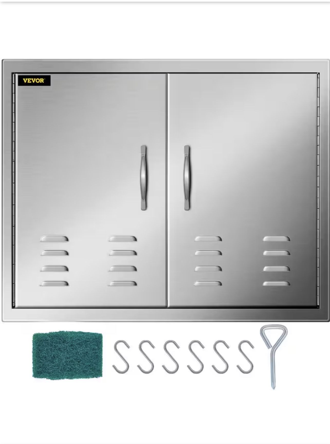 VEVOR 30 in. W x 21 in. H Double Stainless Steel Access Doors with Vents BBQ Grill Doors for Outdoor Use