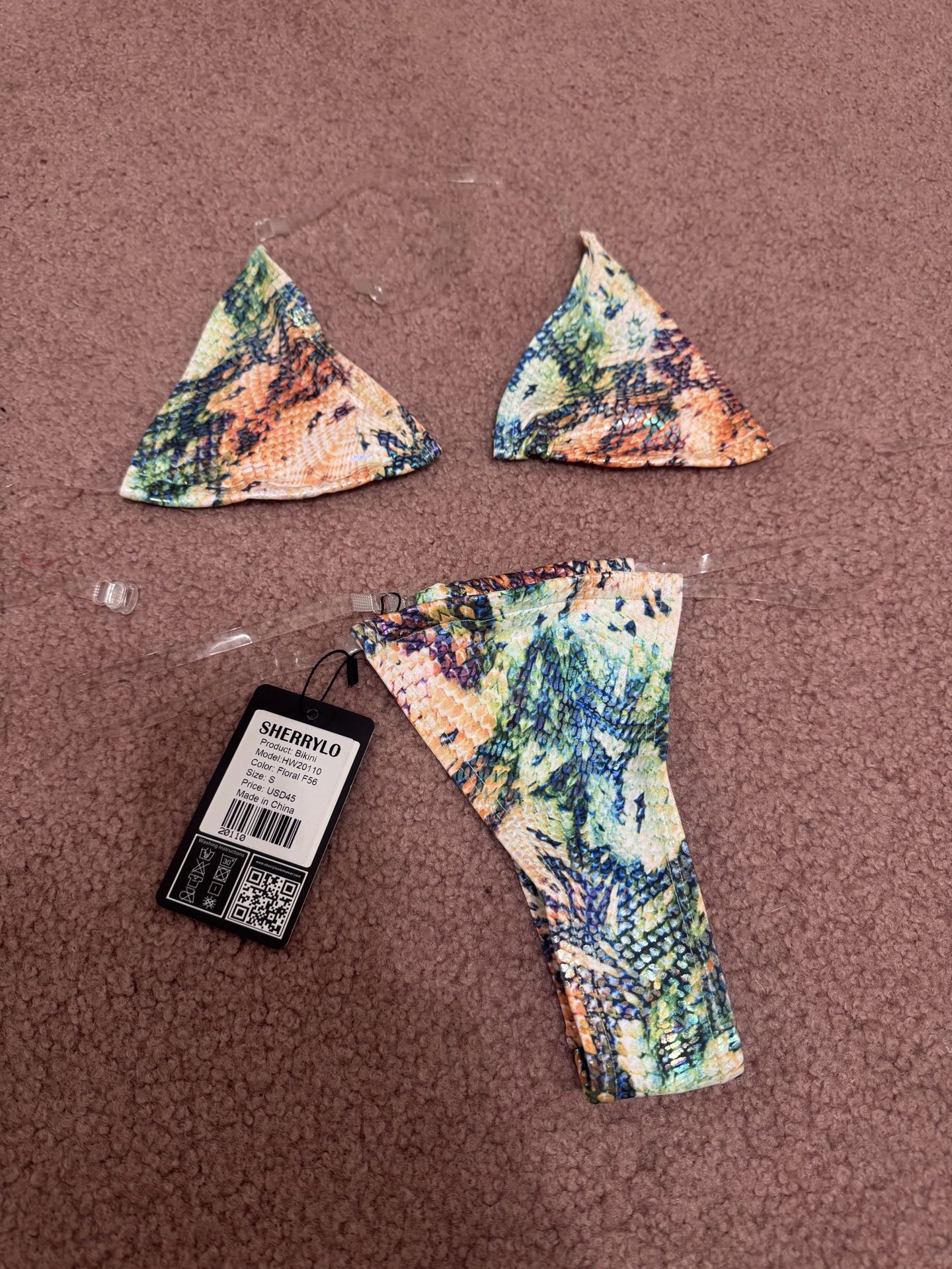 New Small Iridescent snake animal print bikini swimsuit bathing suit festival rave