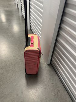 Rolling Carry-On Suitcase with Pink Trim