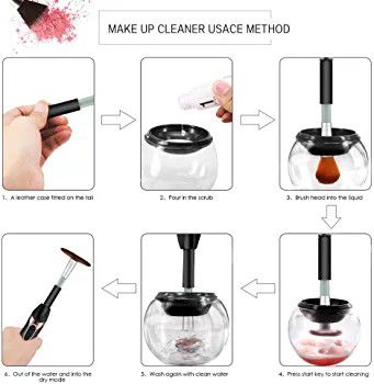 BNIB Makeup Brush Cleaner & Dryer Machine USB, 8 Collars 3 Speeds Best Electric Cleaning Solution Tool-Electric Automated Brush Cleaner Spinner with C