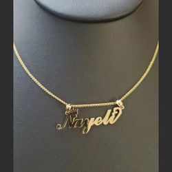 14k Yellow Gold Custom Nameplate Necklace 18"