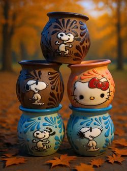 2x15 Snoopy & Hello Kitty Cups 10oz Made in Mexico -