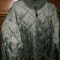 Olive Quilted Bomber Jacket 