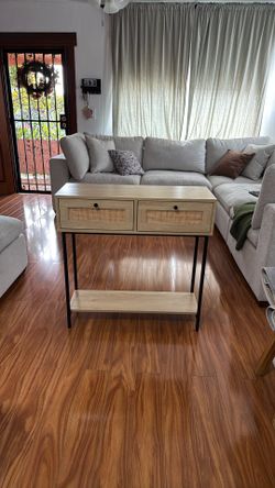 light Rattan Two Drawer Entrance Table