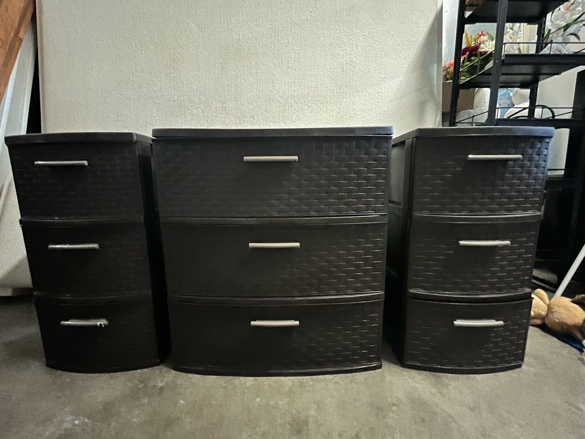 Set of Plastic Storage Drawers – Dark Brown Rattan Style Organizer