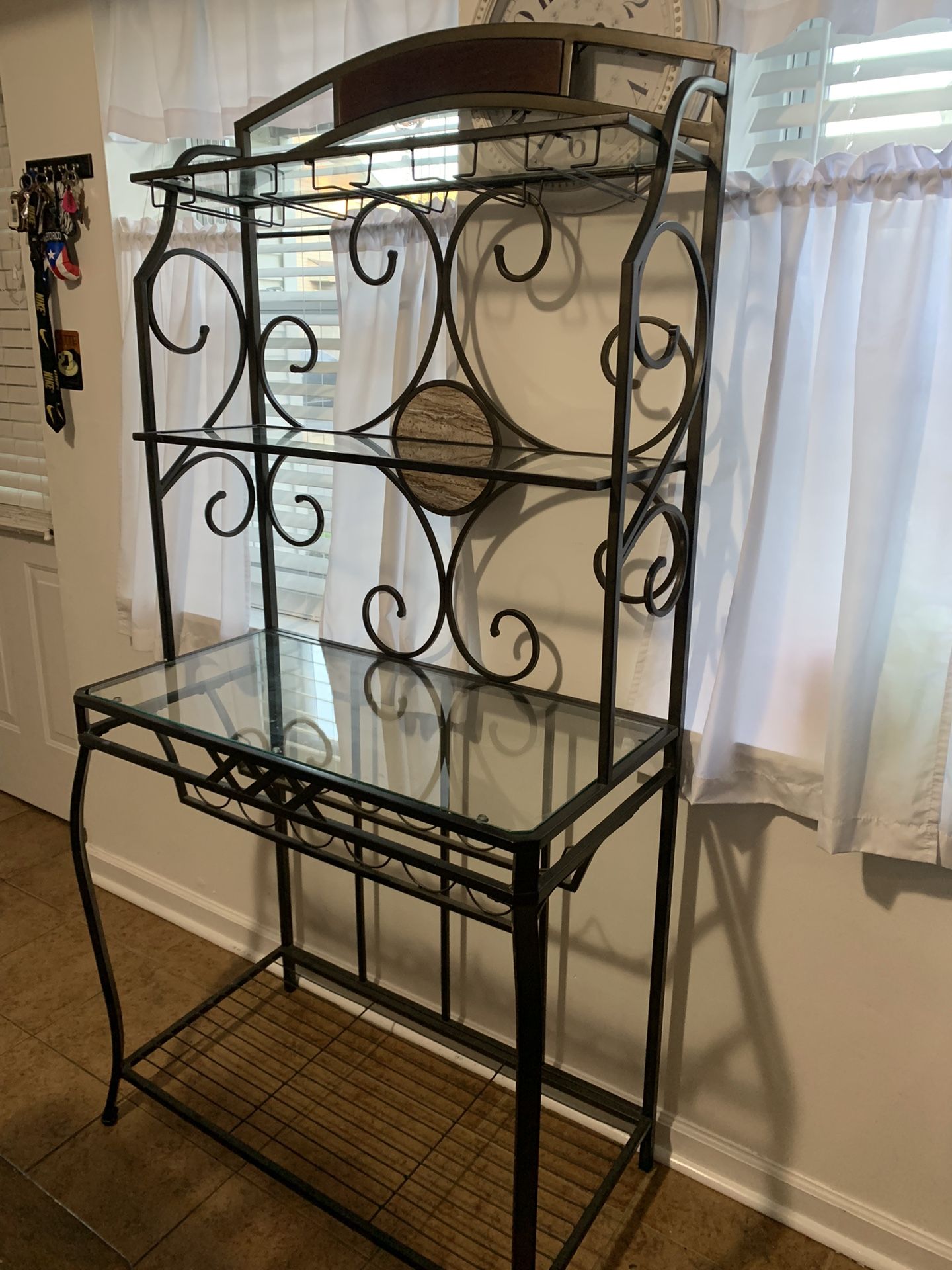 Bakers Rack And Wine Glass Holder