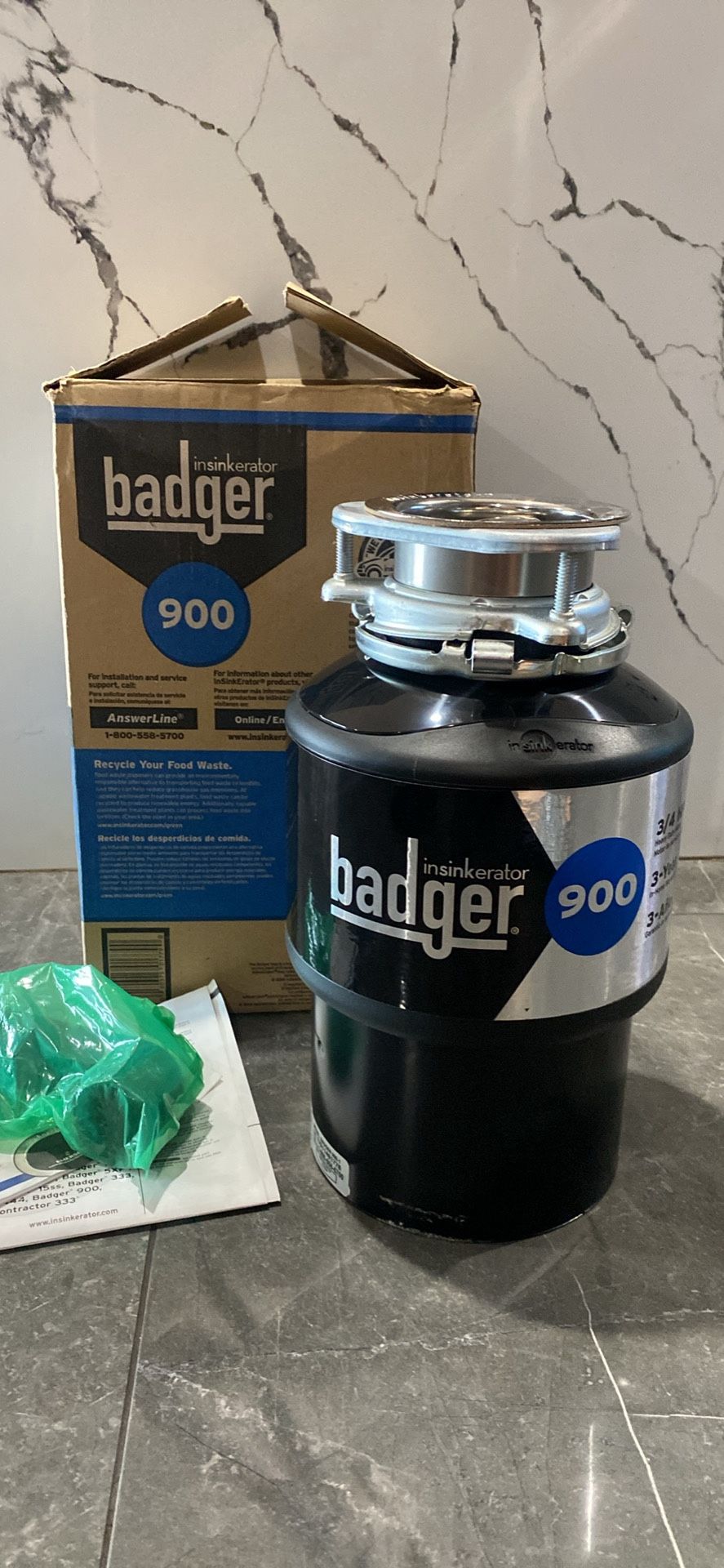 Badger 900 3/4 HP Garbage Disposal New