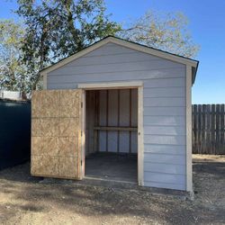 10x12 GABLE SHED included with 1 shed door , 2 free shelves Built on site no Hidden fees