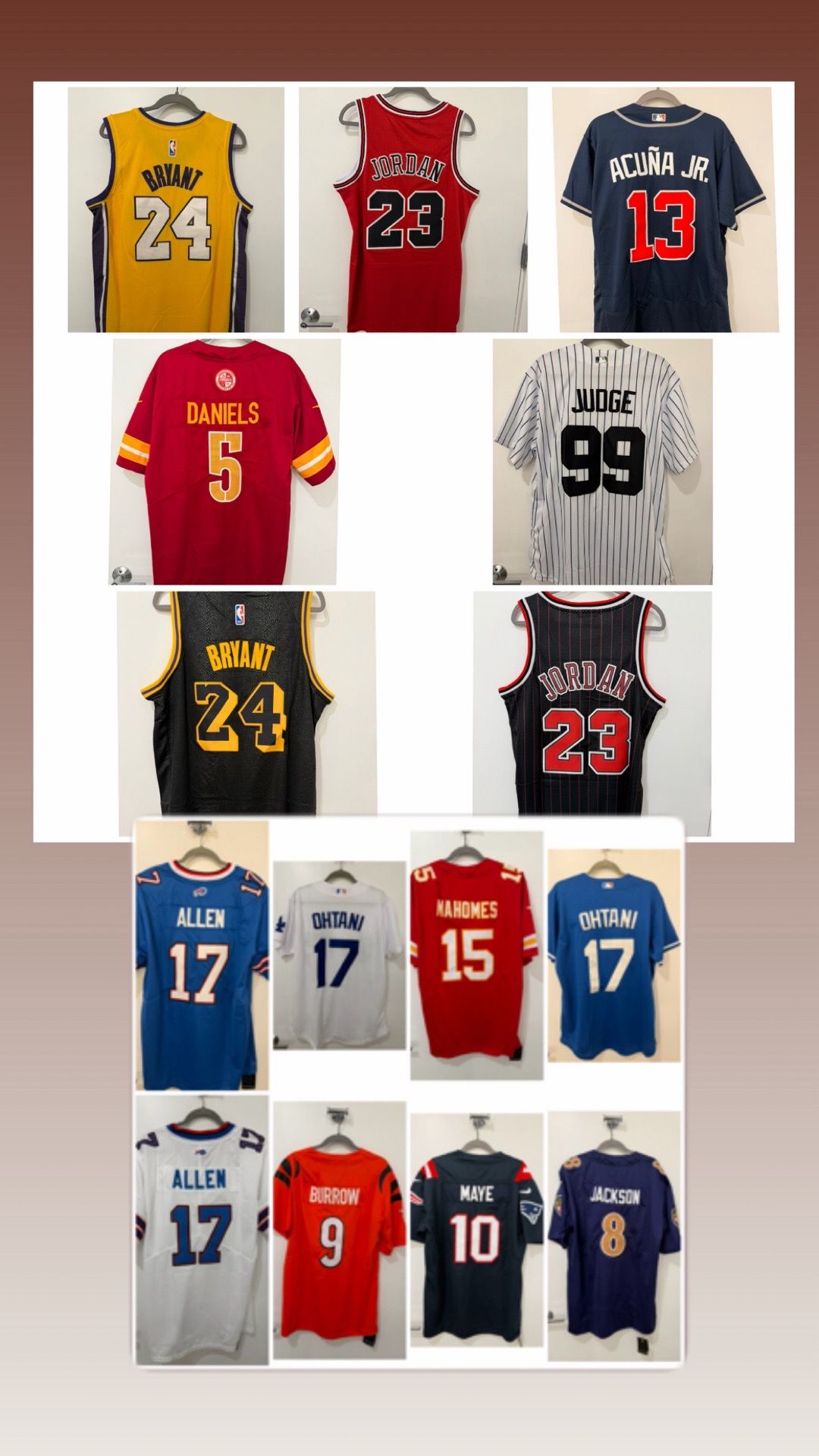 NBA/NFL/MLB Brand New Stitched Adult Jerseys M-XL
