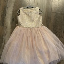Princess dress pink full tulle skirt and gold and pink bodice size 5