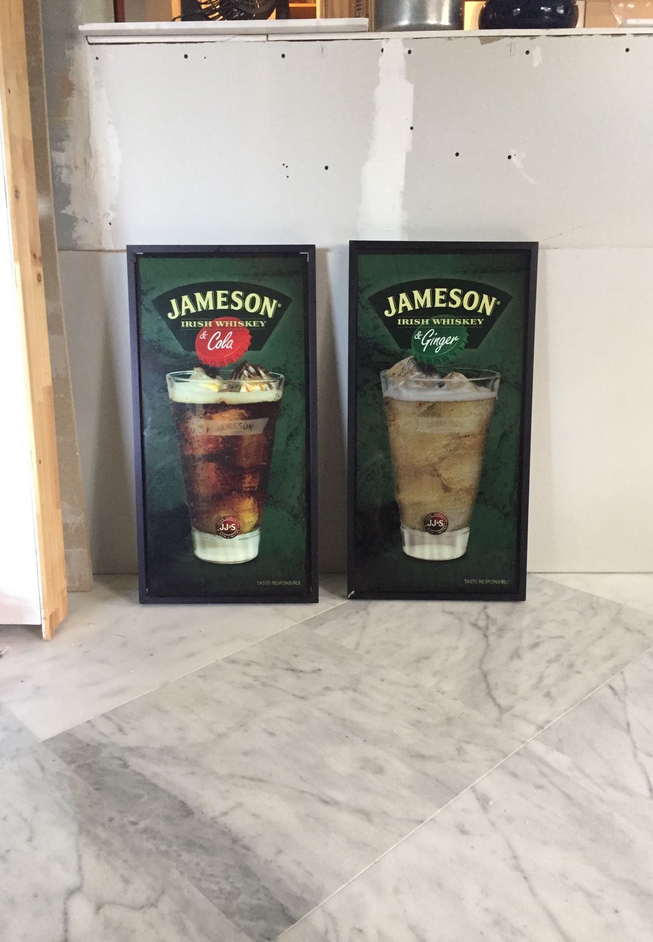 Jameson Irish whiskey & cola/ginger signs