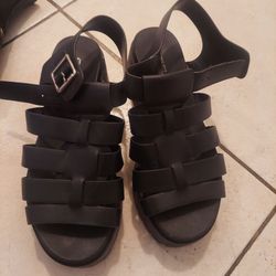 Black Gladiator Sandals with Ankle Strap