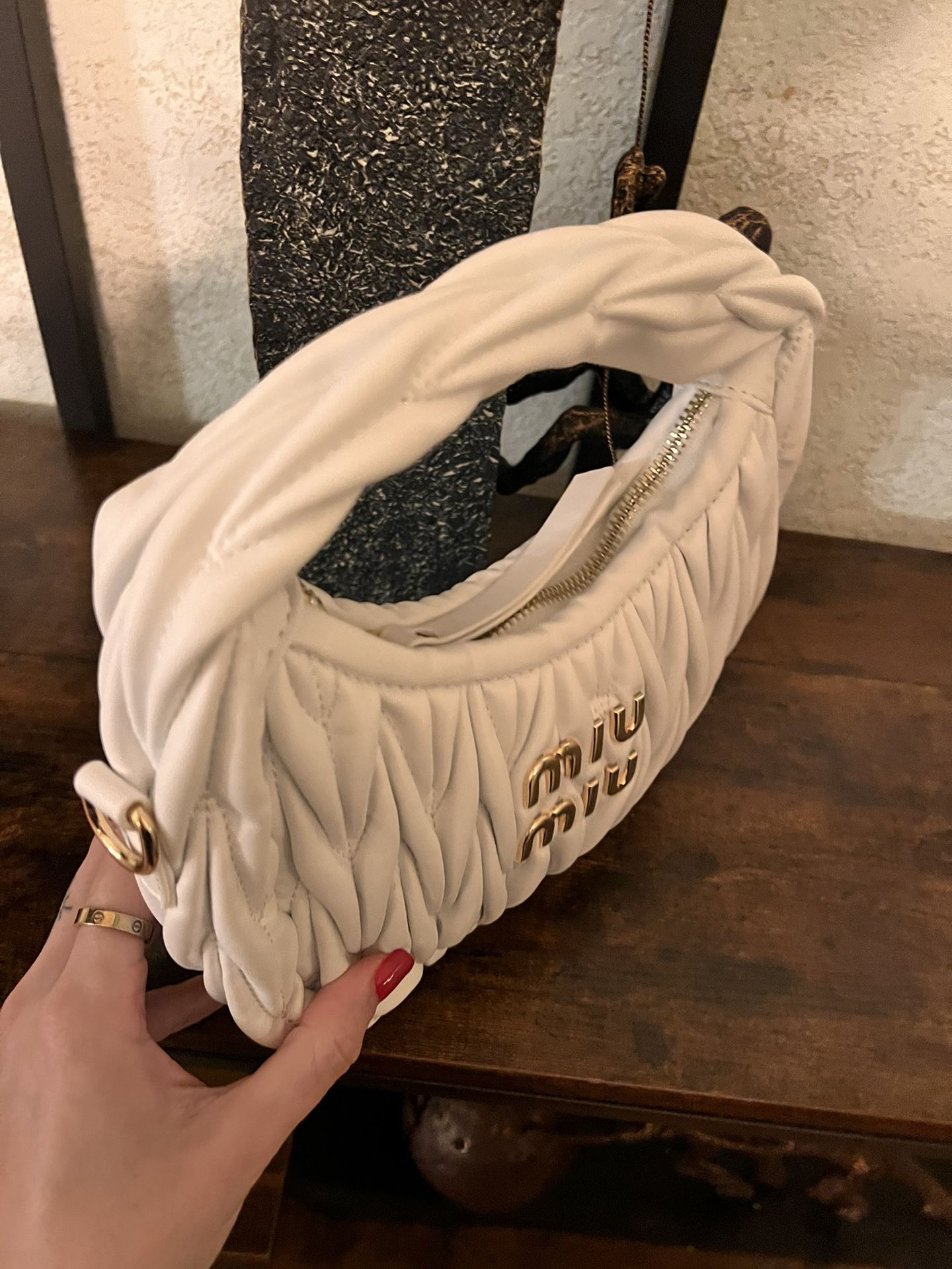 Wander matelassé nappa leather White hobo bag