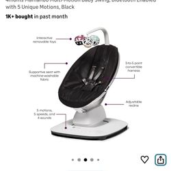 4moms MamaRoo Multi-Motion Baby Swing, Bluetooth Enabled with 5 Unique Motions, Black