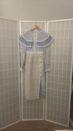 Blue white gold dress