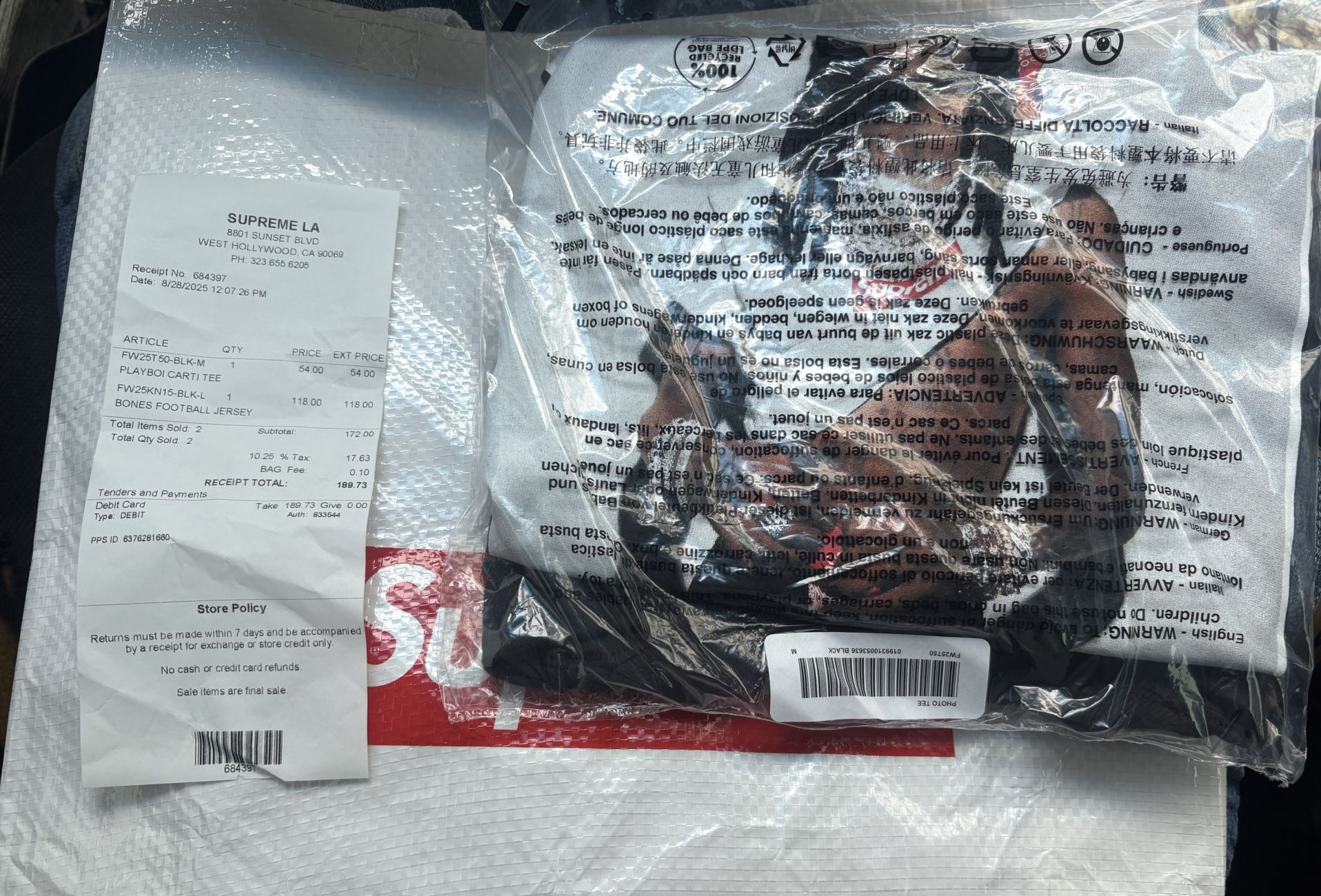 Supreme Playboi Carti Tee MEDIUM IN HAND (BLACK)