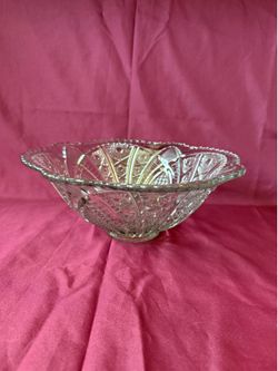 12” Antique Indiana Glass Company EAPG (Early American Pressed Glass) Clear Punch Bowl in the Paneled Daisy & Finecut Pattern
