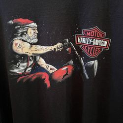 Vintage Harley-Davidson 3XL Black T-Shirt - Santa Biker + Victorville Route 66 - Great Condition!