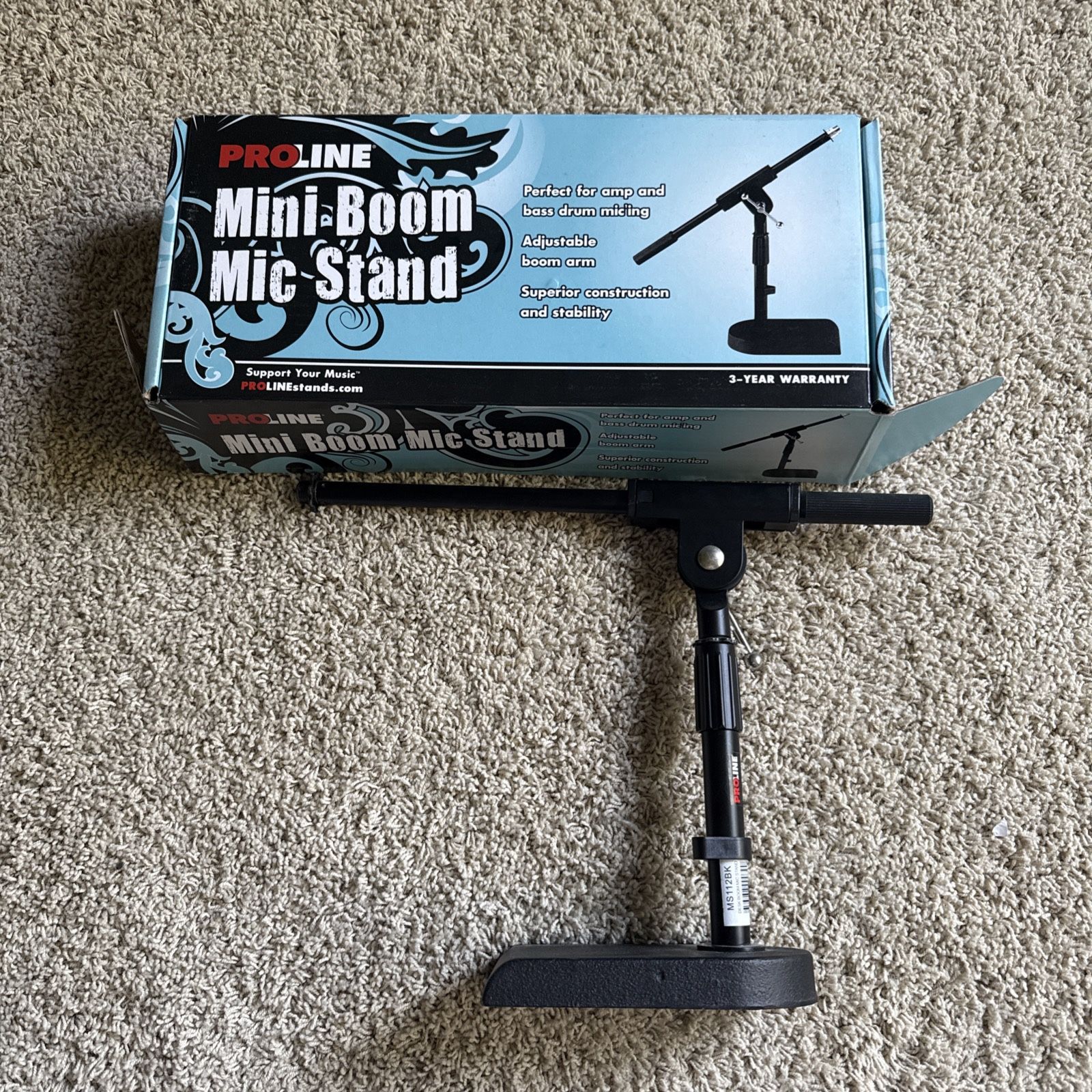 Proline Mini Boom Mic Stand Heavy Die Cast MS112BK w/Box