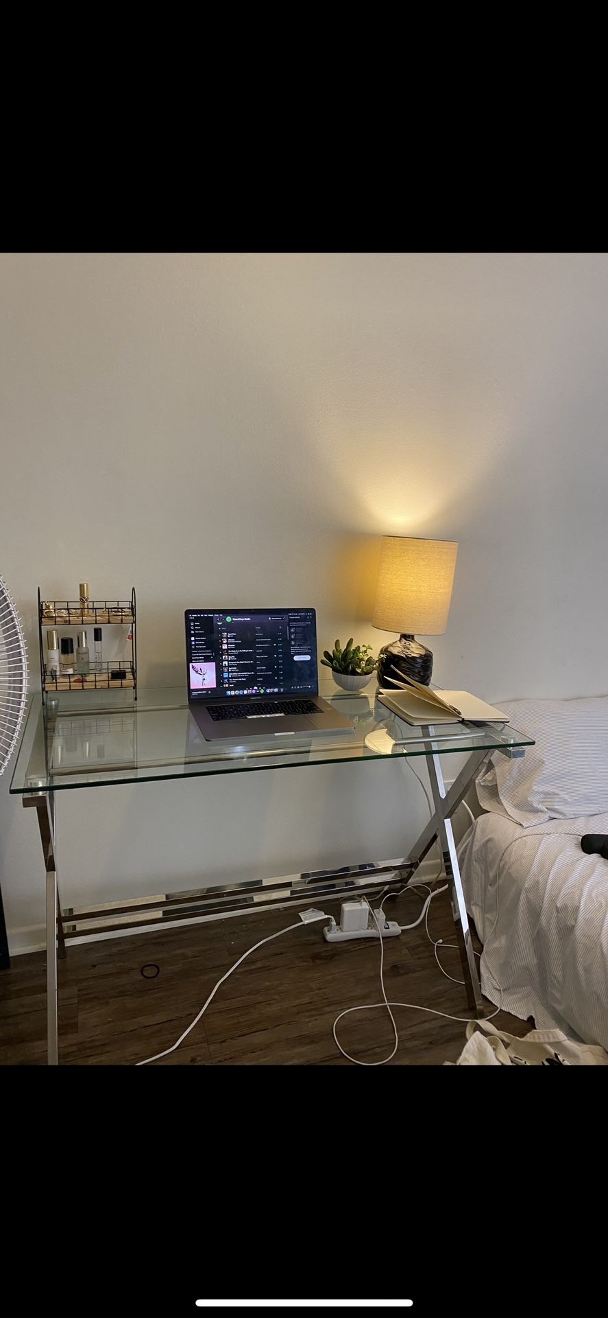 Silver/glass Desk Table