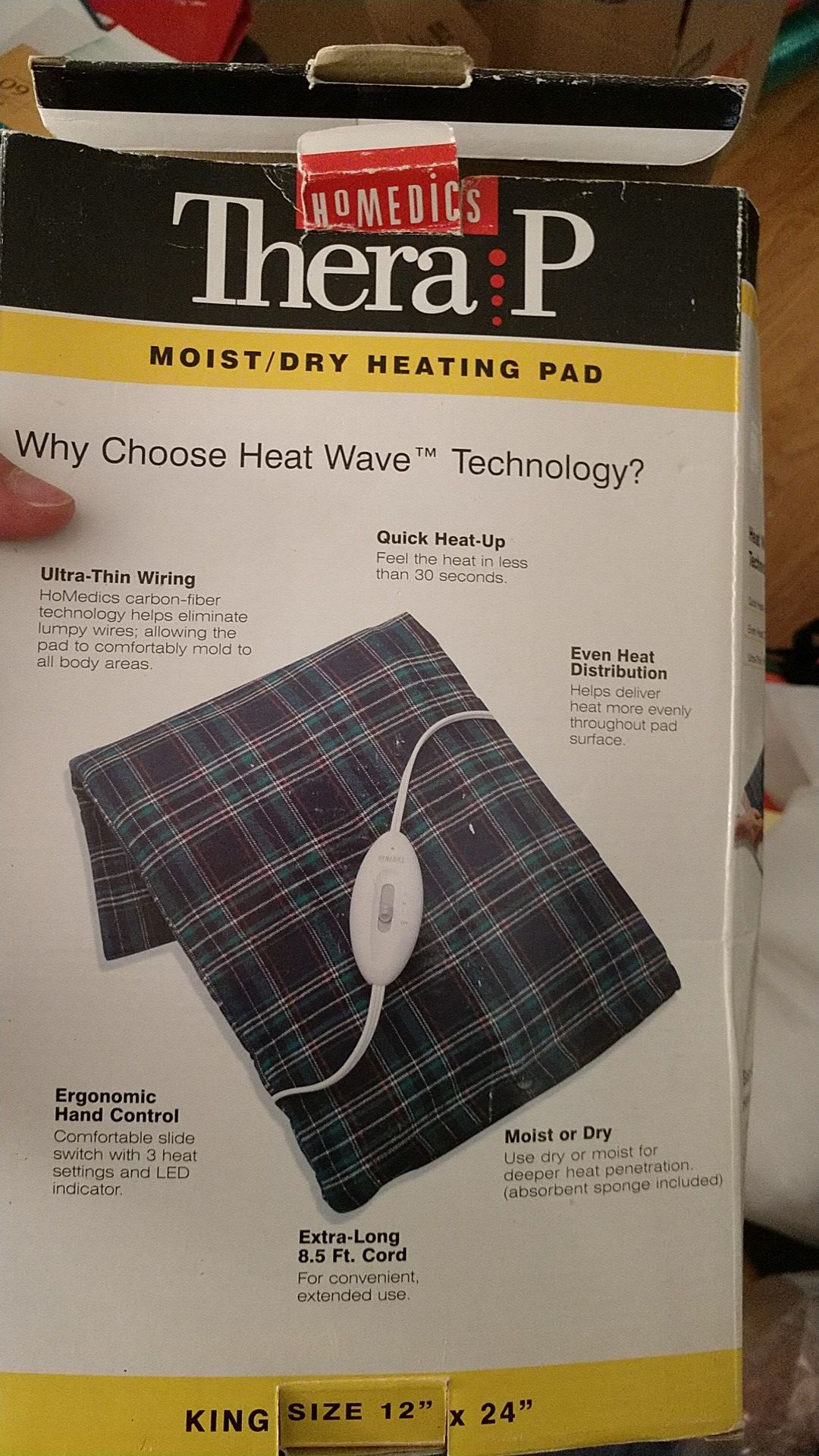 King size Homedics thera p moist or dry heating pad 12x24"