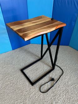Tray Sofa Side Table with USB Ports and Outlet